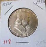 1955-P MS63 Franklin Half