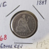 1889 Seated Dime VG