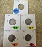 (5) Buffalo Nickels