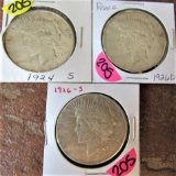 1924-S, 1926-D, 1926-S Peace Dollars