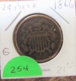 1866 2 Cent Piece-Good