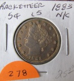 1883 N/C Racketeer Liberty Nickel