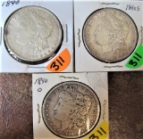 1890, 90-S, 90-O Morgan Dollars