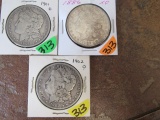 1886, 1901-O, 1902-O Morgan Dollars