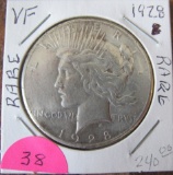 1928-P Peace Dollar-Very Good-Rare
