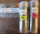 Roll of 64 Nickels, Roll of 64D Nickels,6 Buffalo Nickels No dates  86 Total Nickels