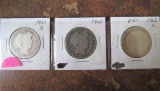 (3) 1901-S, 1902-P, 1902-S Barber Halves