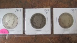 (3) 1907-P, 07-D, 07-O Barber Halves