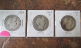 (3) 1909-P, 09-O, 10-S Barber Halves