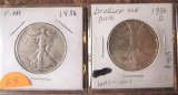 (2) 1936-P, 36-D Doubled Die Date Walking Liberty Halves