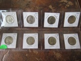 (8) 1942-P to 1945-S Jeff War Nickels Silver EF-AU