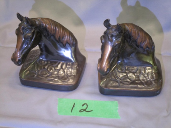 Old Slush Metal Horse Head Bookends