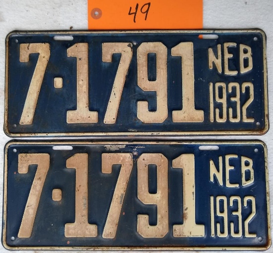 Pair of 1932 License Plates