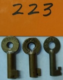 3 Brass Railroad Keys