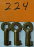 3 Brass Railroad Keys