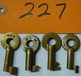 4 Brass RR Lock Keys