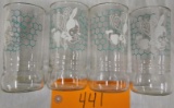 4 Sue Bee Honey Drink Glasses