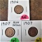 1906, 1907, 1907 Indian Cents