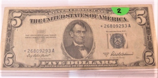 1953 A Star Note $5 Silver Certificate