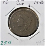 1836 Large Cent - Very Good