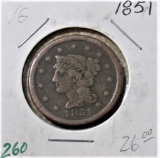 1851 Large Cent- Very Good