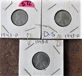 1943 P, 43 D, 43 S Lincoln Cent