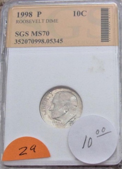 1998-P Roosevelt Dime MS70