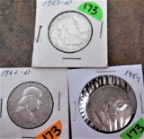 1963D, 62D, 54 Franklin Half