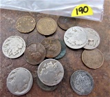 15 total Pennies and Buffalo Head Nickels
