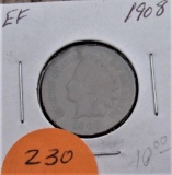 (2) 1908 EF, 1909 F Indian Head Cents