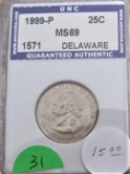 1999-P Washington Quarter MS69 Delaware
