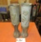 2 ornate Trench Art Vases