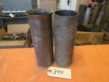 2 Trench Art Ornate Shell Vases