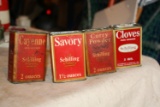 4 Antique Schilling Spice Tins