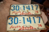 Vintage Pair SD 4 Head License Plates