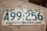 Vintage 1963 Wisconsin America's Dairyland License Plate