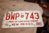 Vintage 1972 New Mexico Enchantment License Plate