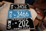 (3) 1960's Midway USA Kansas License Plates