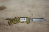 Vintage Auto Figural Folding Knife, brass