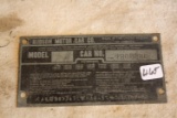 Antique Hudson Motor Car Co. Brass Car Tag