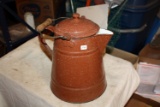Antique Brown Speckled Enamel Coffee Pot