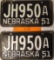 Pair 1951 Johnson County NE License Plates