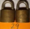 2 Brass LMO Padlocks