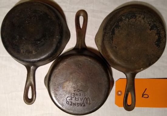 3 Wagner No 3 Cast Iron Skillet 6"