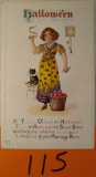 Halloween Postcard-Girl w/Blacks on Dress