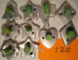 10 Assorted Green Wood Handled Cookie Cutters