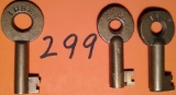 3 Brass RR Keys