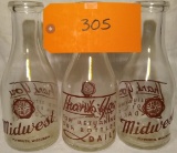 12 Midwest Dairy QT Milk Bottles-Plymouth WI