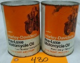 2 Harley Davidson Motorcycle Oil Cans