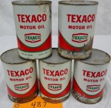5 Texaco QT Oil Cans